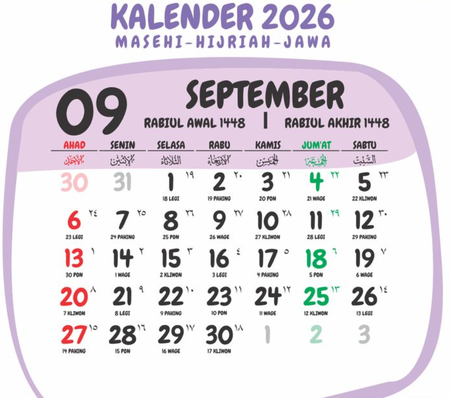 Jadwal Hari Besar dan Tanggal Merah September 2026: Cek Daftar Lengkapnya di Sini!